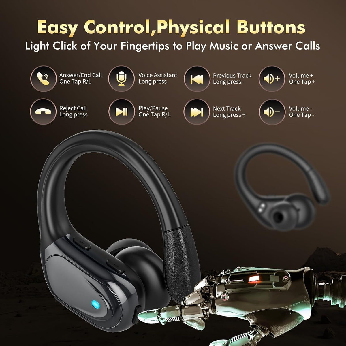 HAOYUYAN Auriculares inalámbricos, auriculares Bluetooth deportivos...