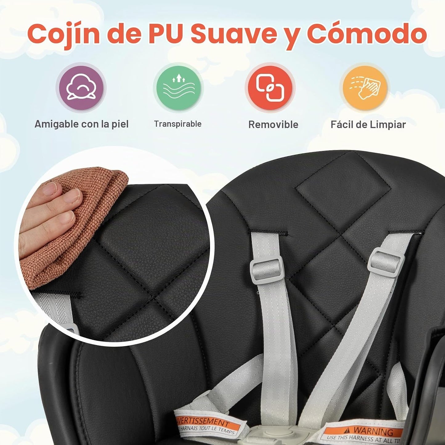 HONEY JOY Silla alta para bebé, silla alta convertible 6 en 1 de ma...