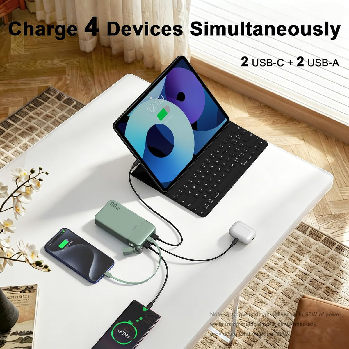 JUOVI Banco de energía de alta velocidad de 90 W de 20000 mAh con c...