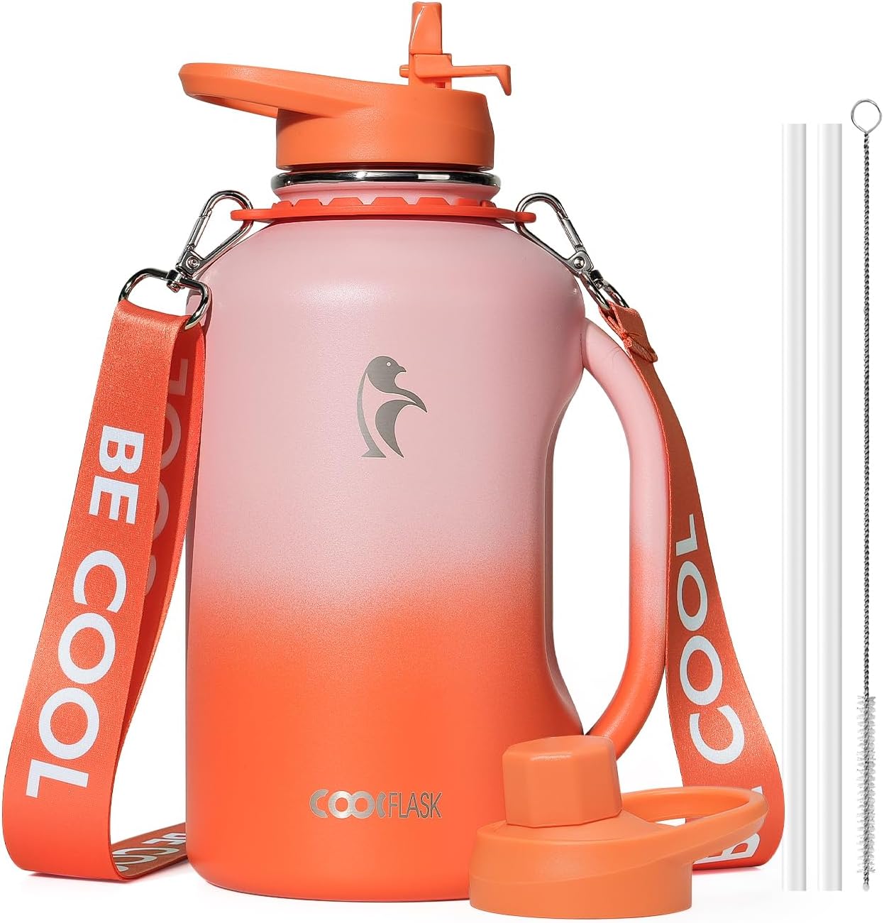 Coolflask - Jarra de agua de 64 onzas con asa, botella de agua aisl...