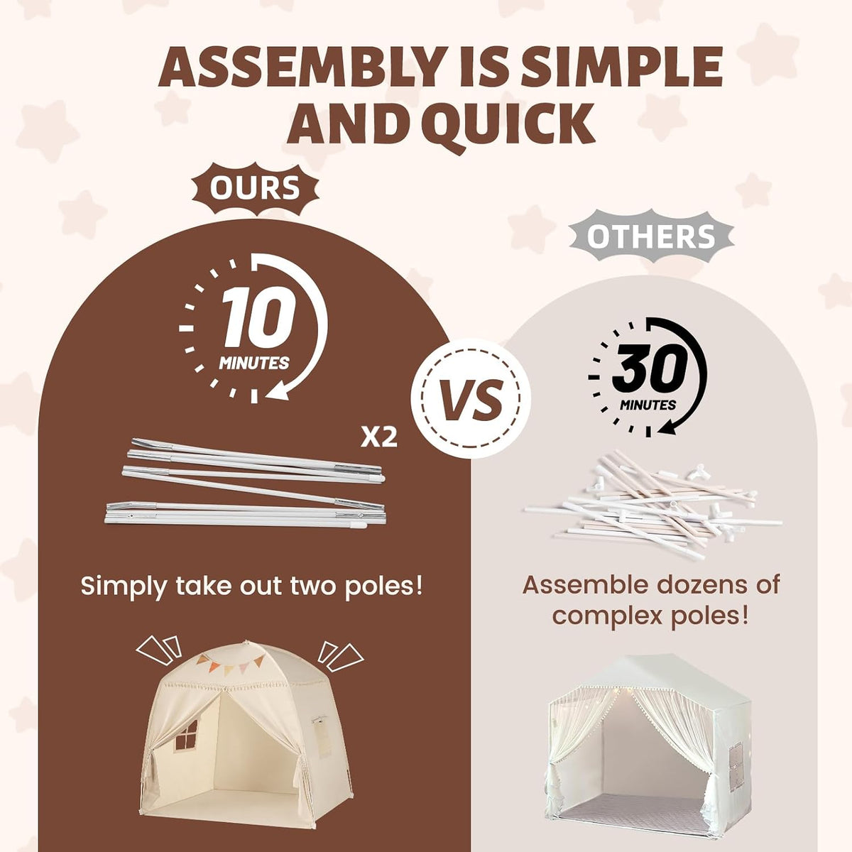 Sumbababy Carpa Tipi Grande para Niños: con Luces de Estrellas y Ba...