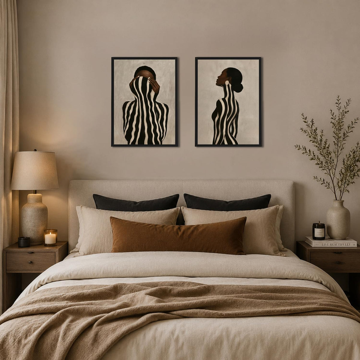 Arte de pared de mujer negra, lienzo afroamericano, decoración de p...