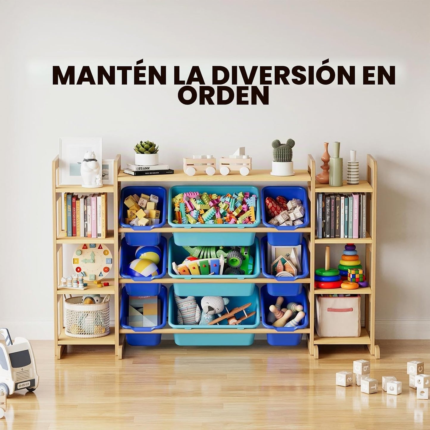 SpaceAid Organizador grande de almacenamiento de juguetes, 9 estant...
