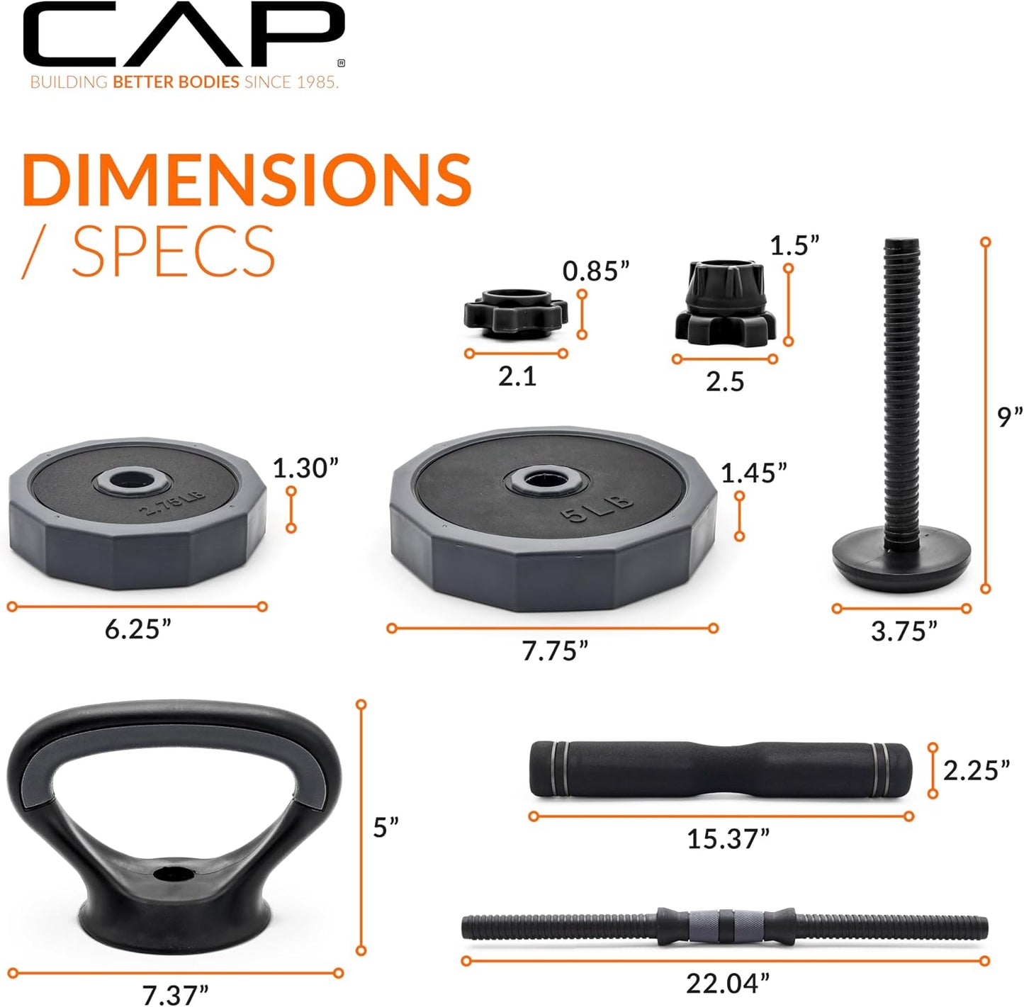 CAP Barbell Juego de Pesas Ajustables Multiusos - Mancuerna Versáti...