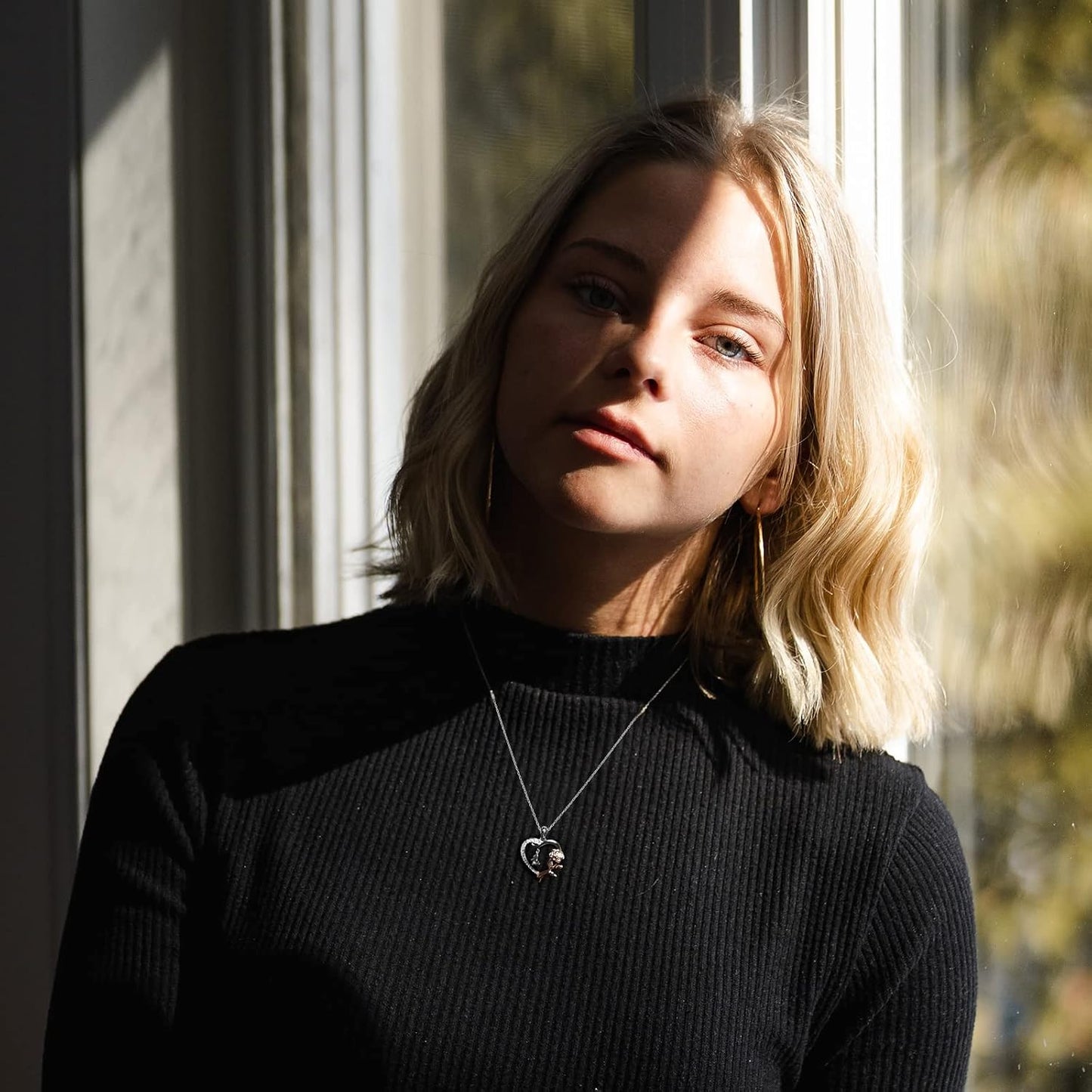 Alsanix - Collar de Corazón para Mujer, Plata de Ley\/Chapado en Or...