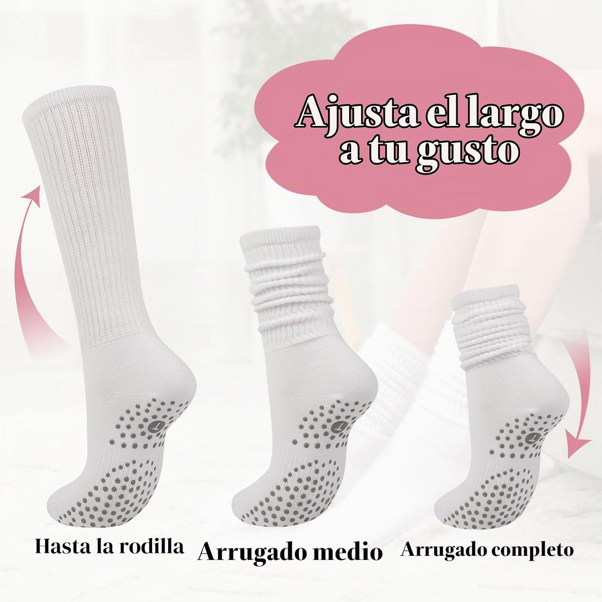 Calcetines de agarre para pilates para mujer, calcetines de yoga co...