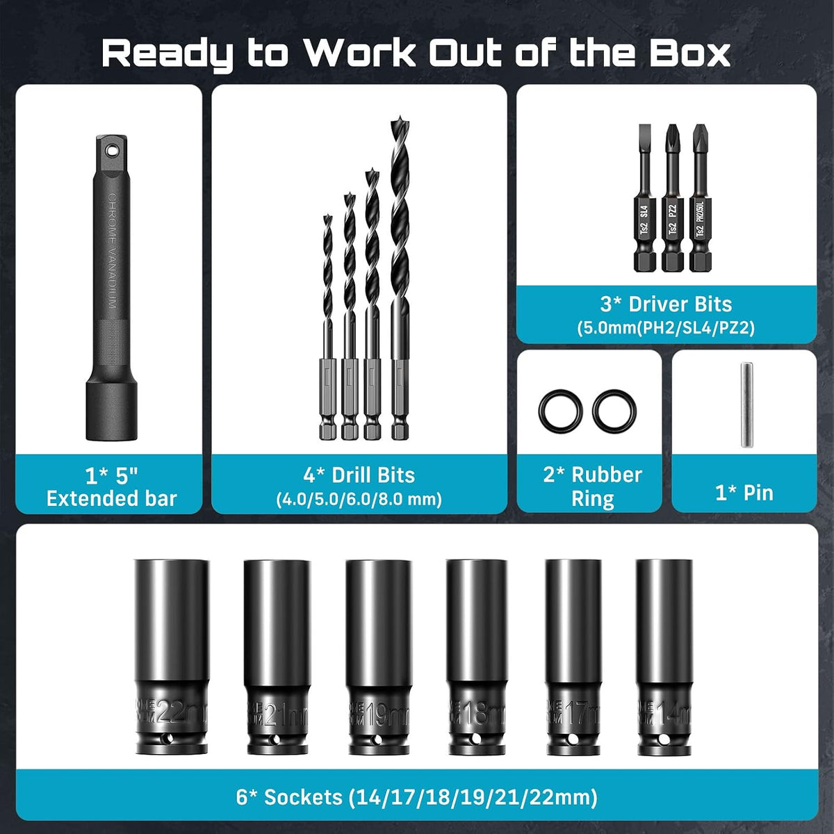 Seesii Kit combinado de llave de impacto y destornillador de impact...