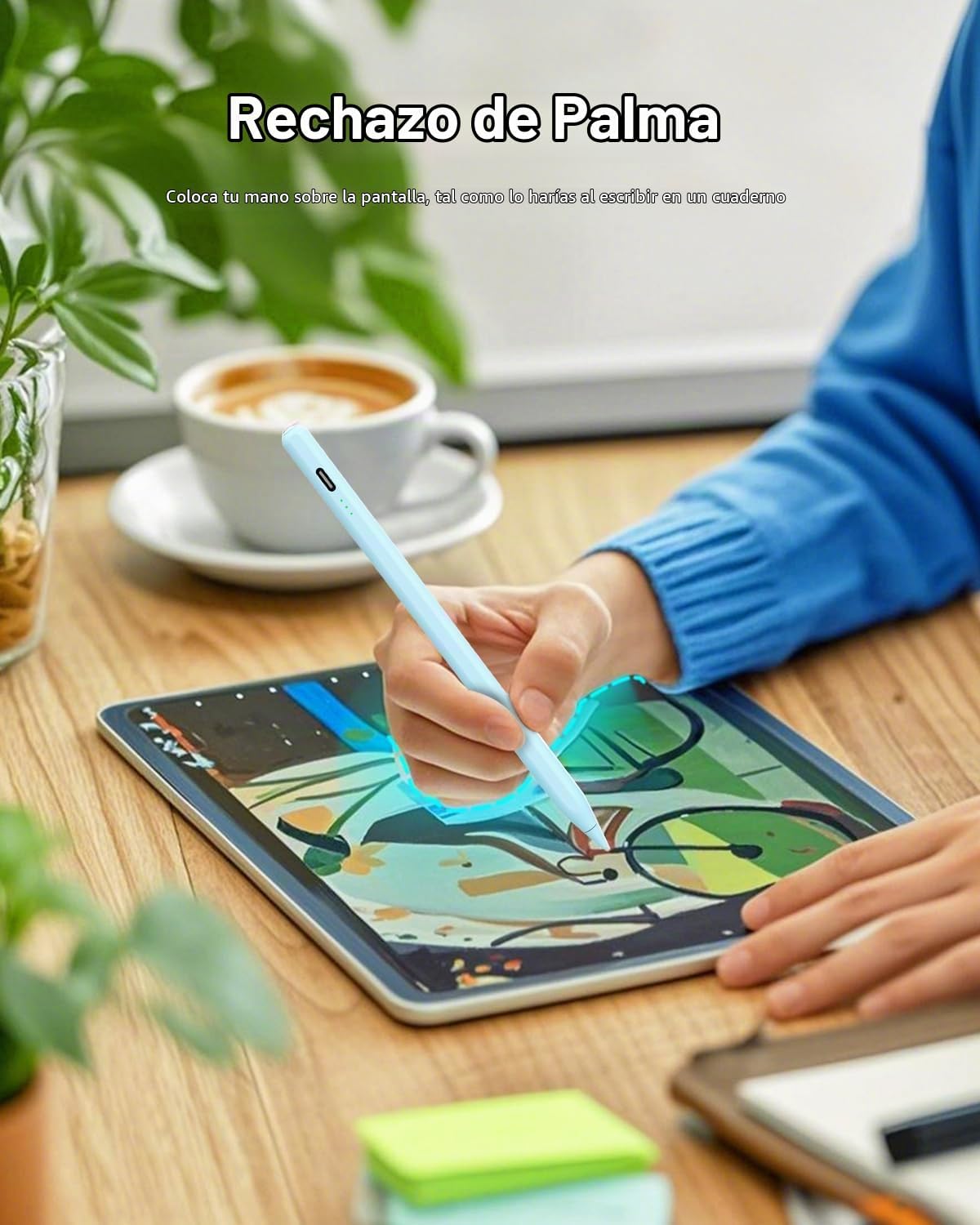 Lápiz óptico azul para iPad Pro Air Mini 2018-2026, carga rápida de...