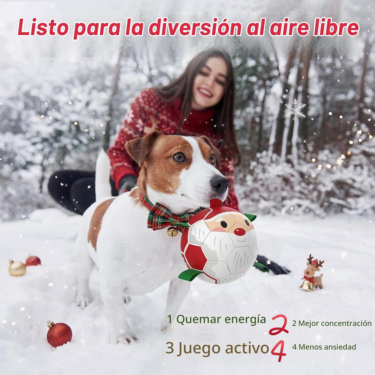 QDAN - Pelotas de fútbol de Navidad con correas para perros, juguet...