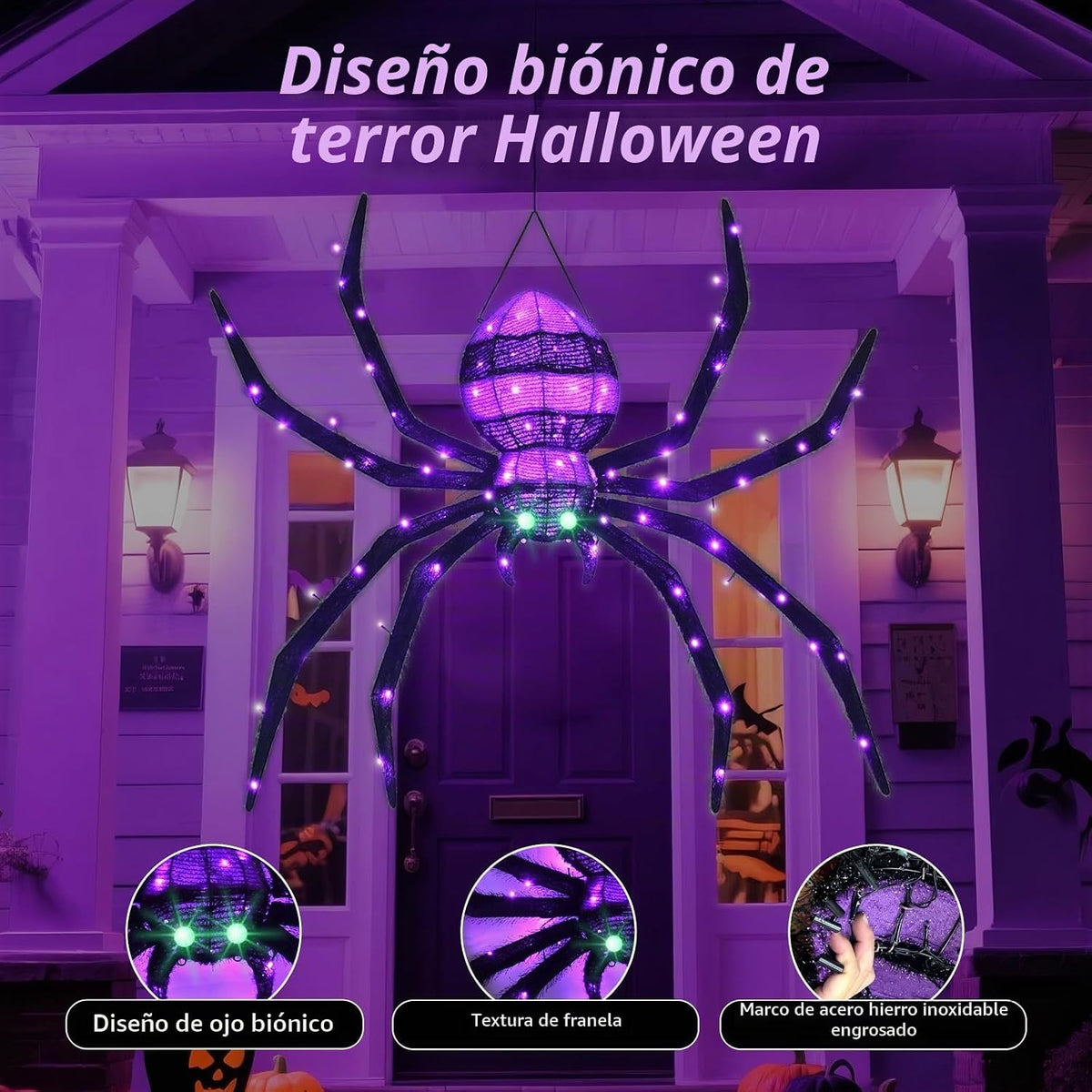 HOYECHI Decoraciones de Halloween para colgar al aire libre, araña...