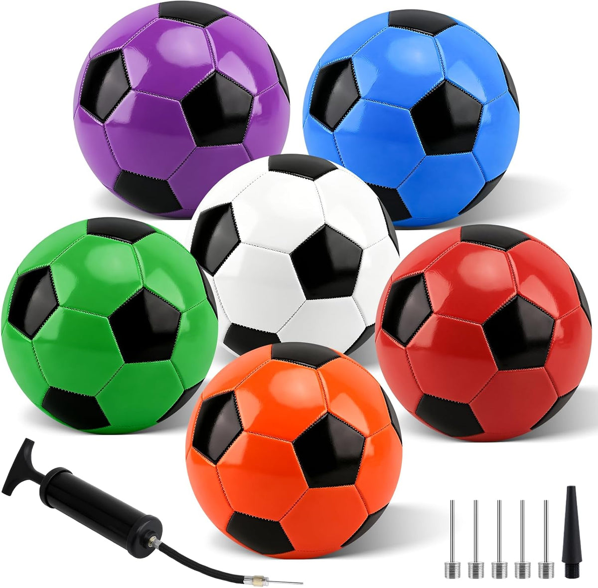 SIKEMAY Paquete de 6 pelotas de fútbol a granel, tamaño oficial 3\/...
