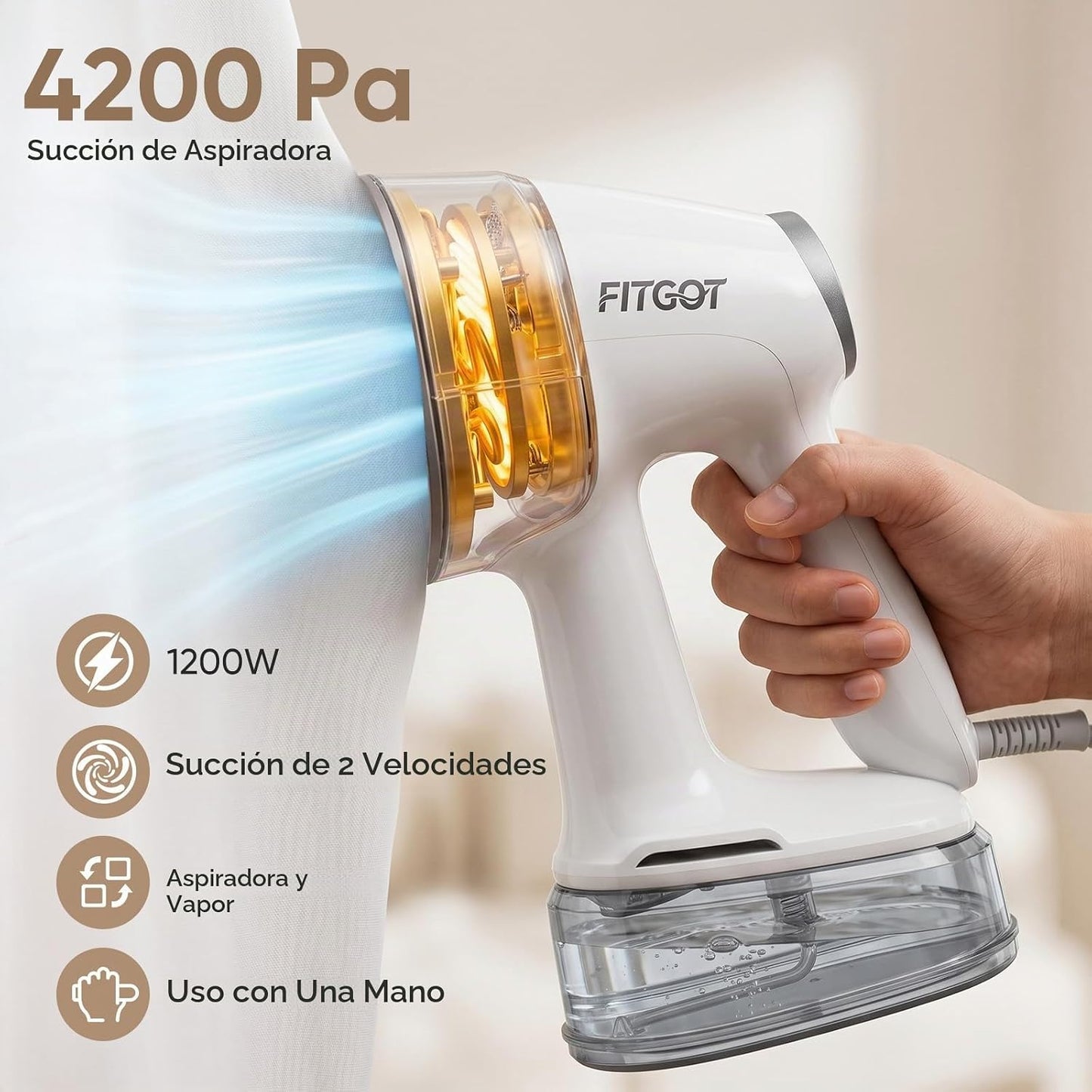 FITGOT Vaporizador de Vacío 4200Pa para Ropa, Vaporizador de Ropa d...