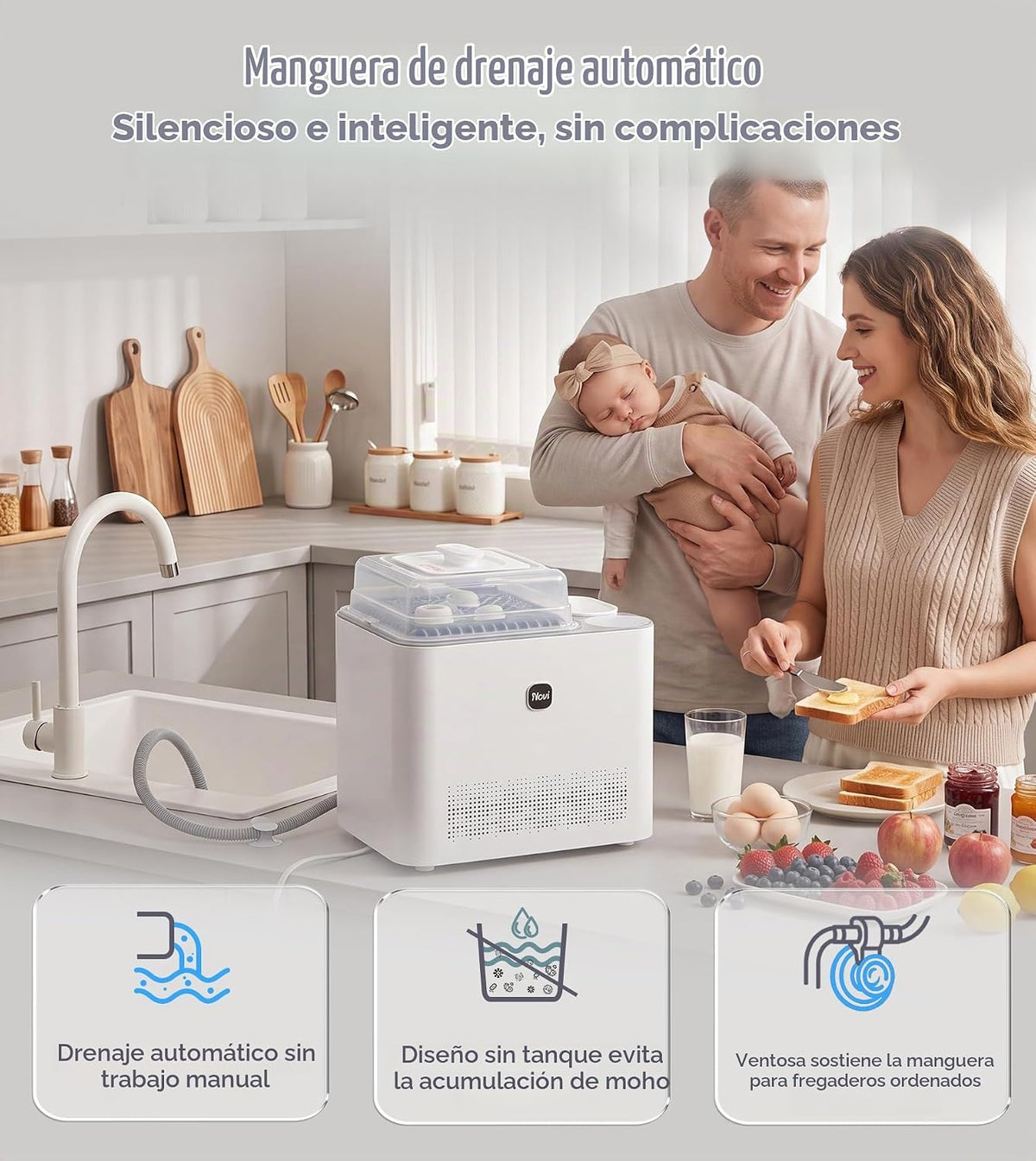 NCVI Lavadora grande de biberones, esterilizador y secadora, capaci...