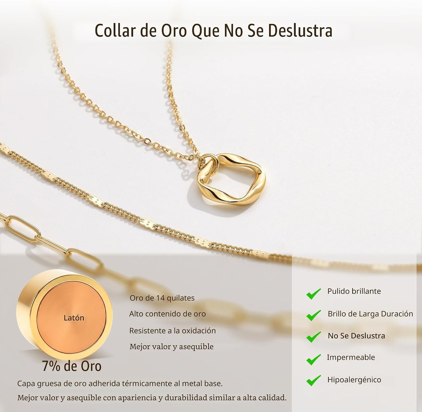 Poxtex - Collares de oro escalonados delicados, chapados en oro de...