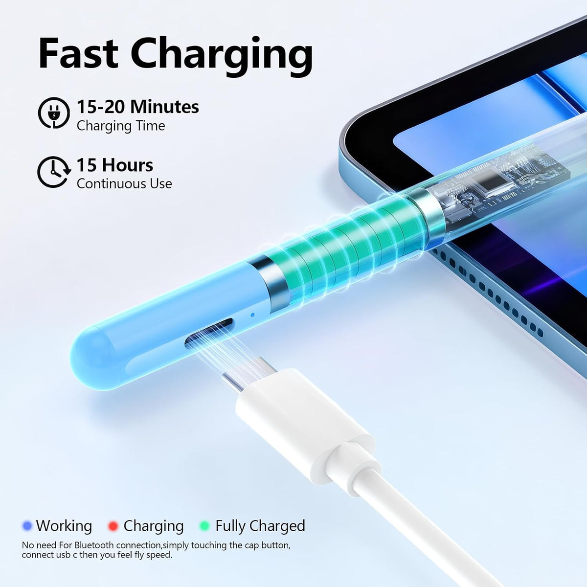 Lápiz óptico para iPad 6-11ª generación 2X carga rápida, rechazo de...