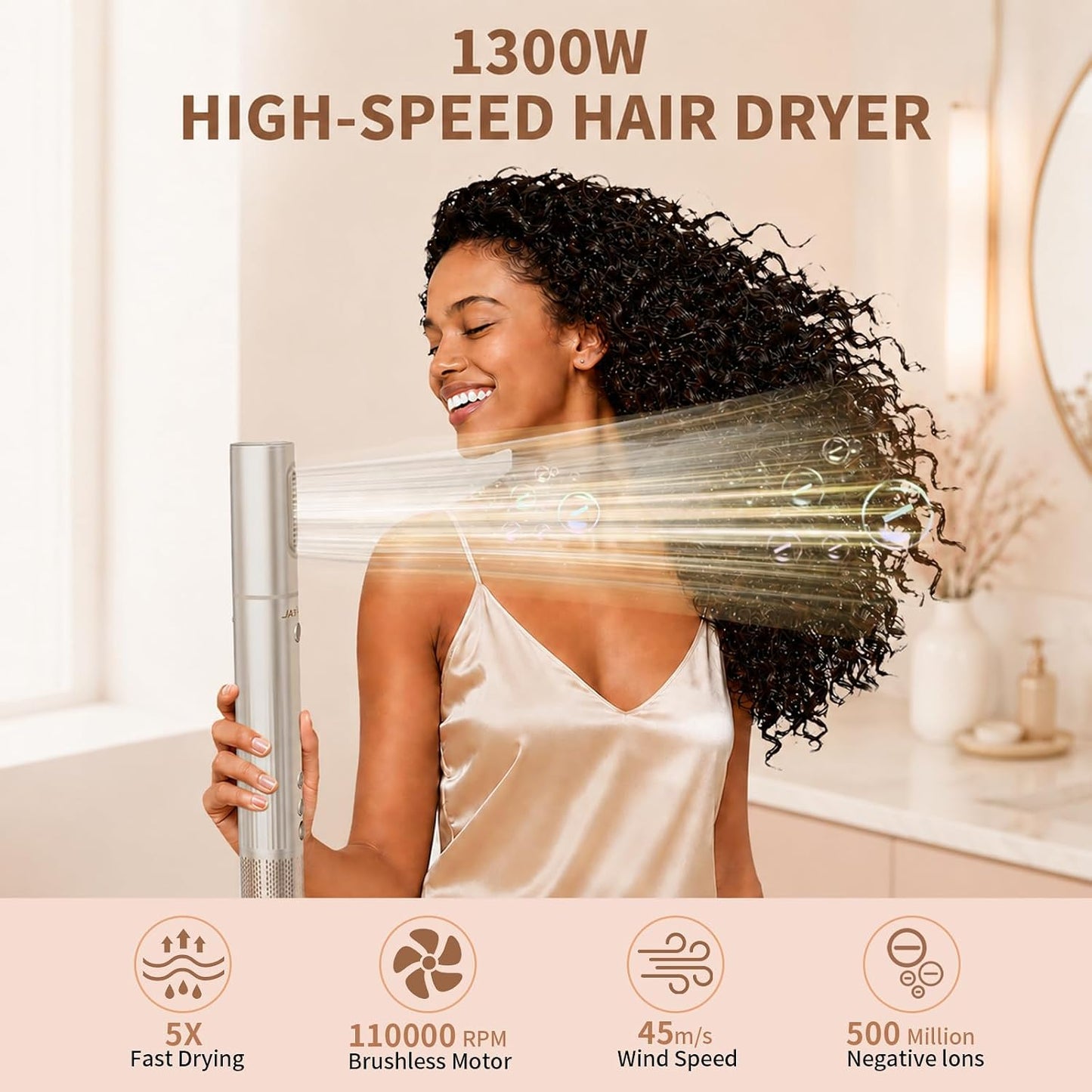TASREAL 5 en 1 Air Styler, cepillo secador de pelo caliente con riz...