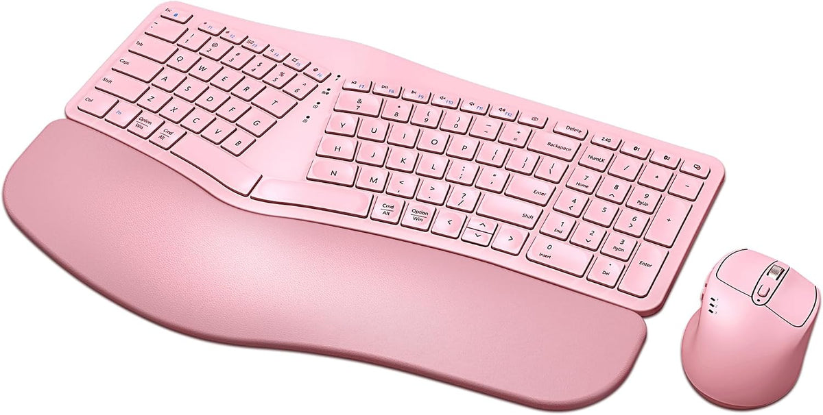 MK960 Combo de teclado inalámbrico ergonómico, teclado de diseño di...