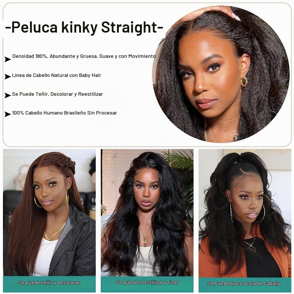 veravicky Peluca de cabello humano liso natural de 14 pulgadas, sin...