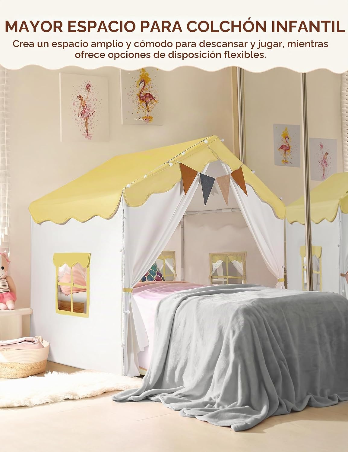 Besrey Tienda de campaña para niños 2 en 1 con alfombrilla acolchad...