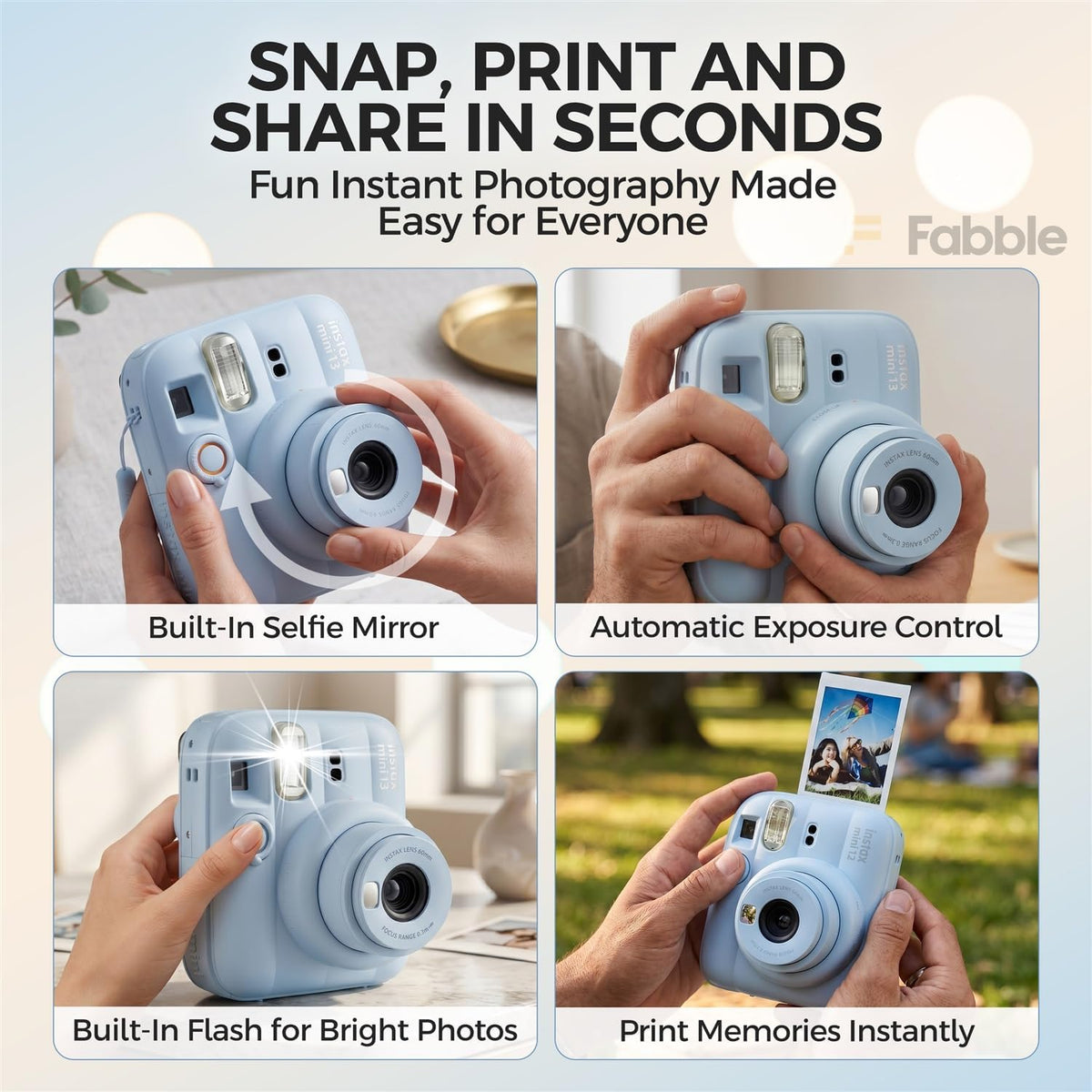 FUJIFILM INSTAX MINI 13 - Cámara de película instantánea color azul...
