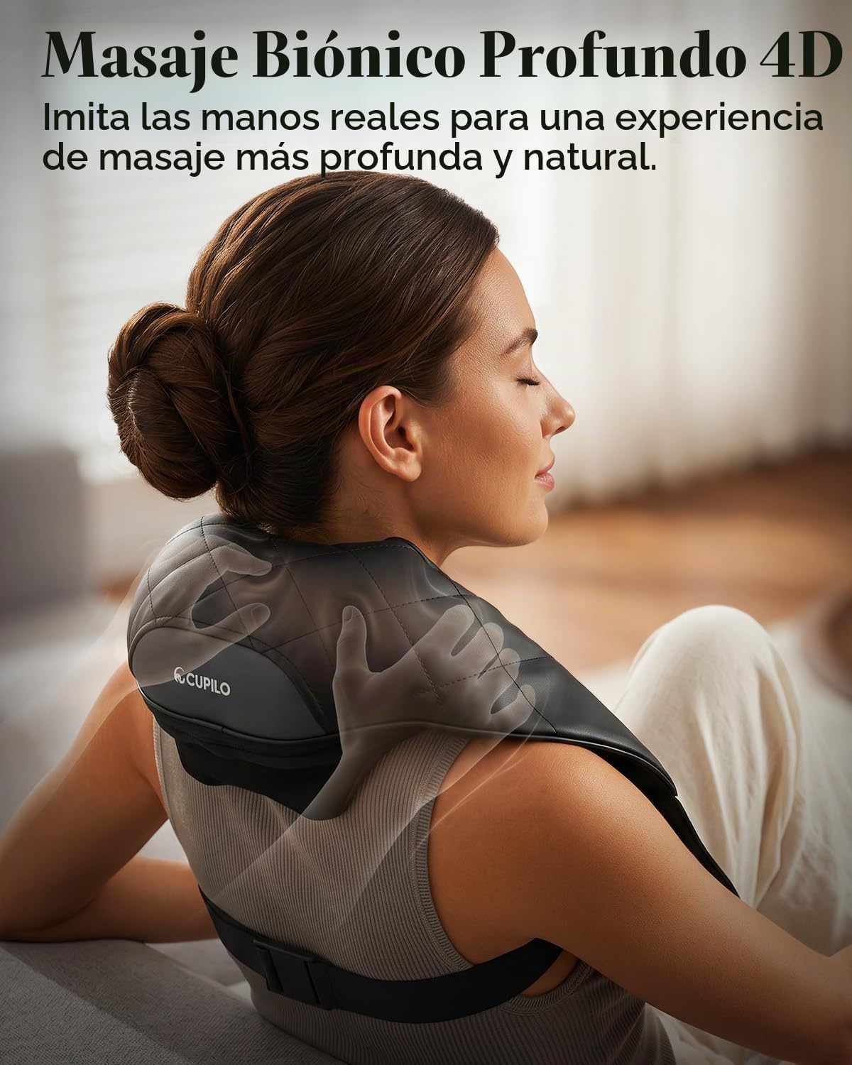 CuPiLo Masajeador de cuello inalámbrico con calor para aliviar el d...