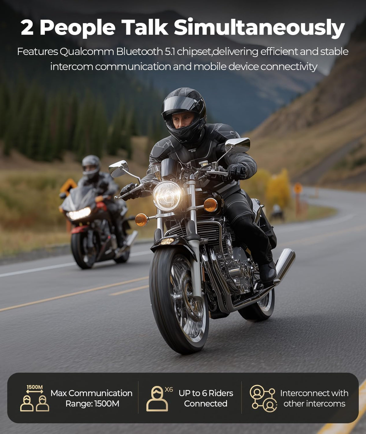 JESIMAIK Auriculares Bluetooth para motocicleta, sistema de comunic...