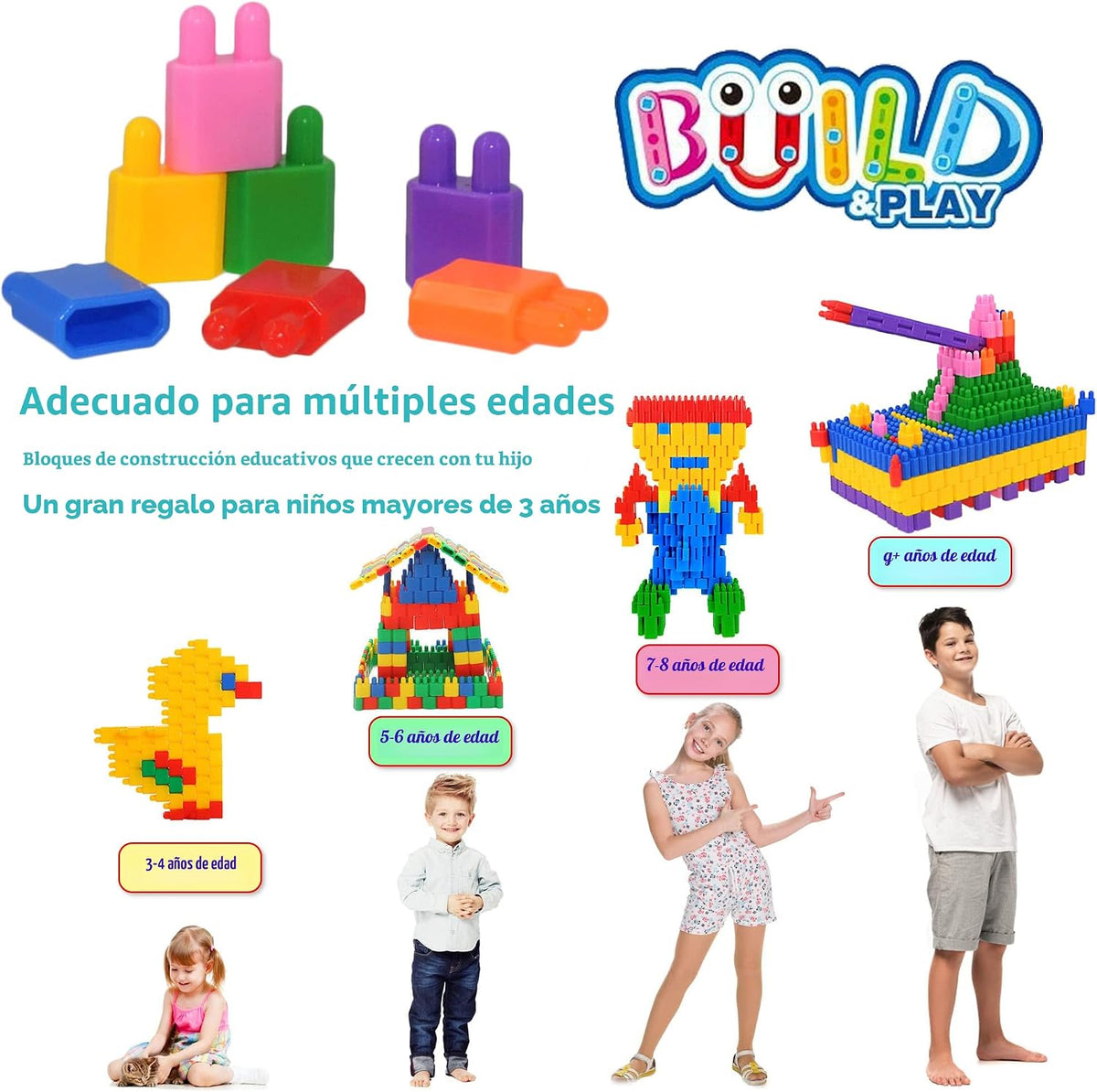 FUBAODA Niños Juego de 600 piezas de bloques de construcción - Jueg...