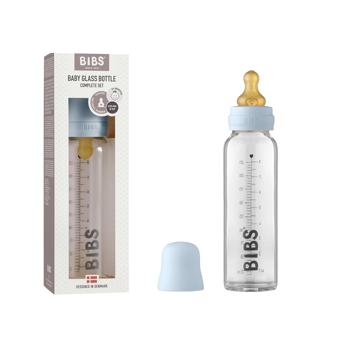 BIBS Biberón de vidrio para bebé. Anticólico. Tetilla de látex de g...