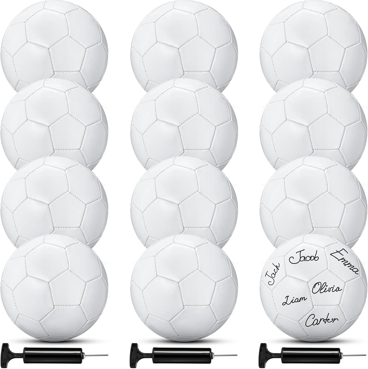 Jexine Balón de fútbol blanco blanco liso blanco donación caridad c...