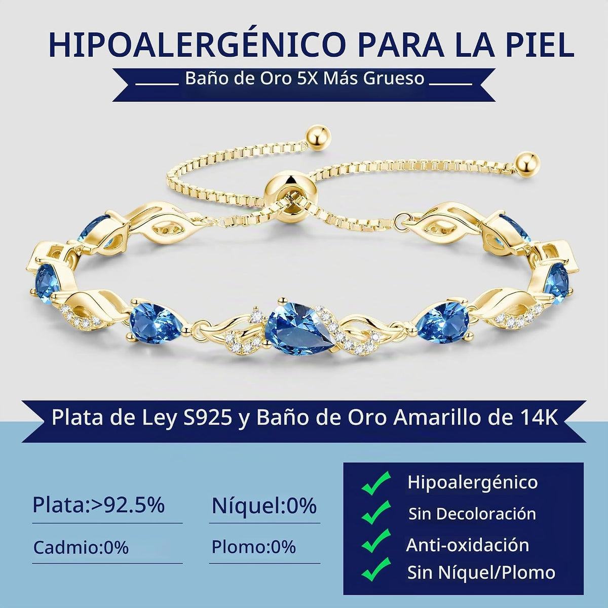 FANCIME Pulsera de tenis ajustable con piedra natal para mujer | Di...