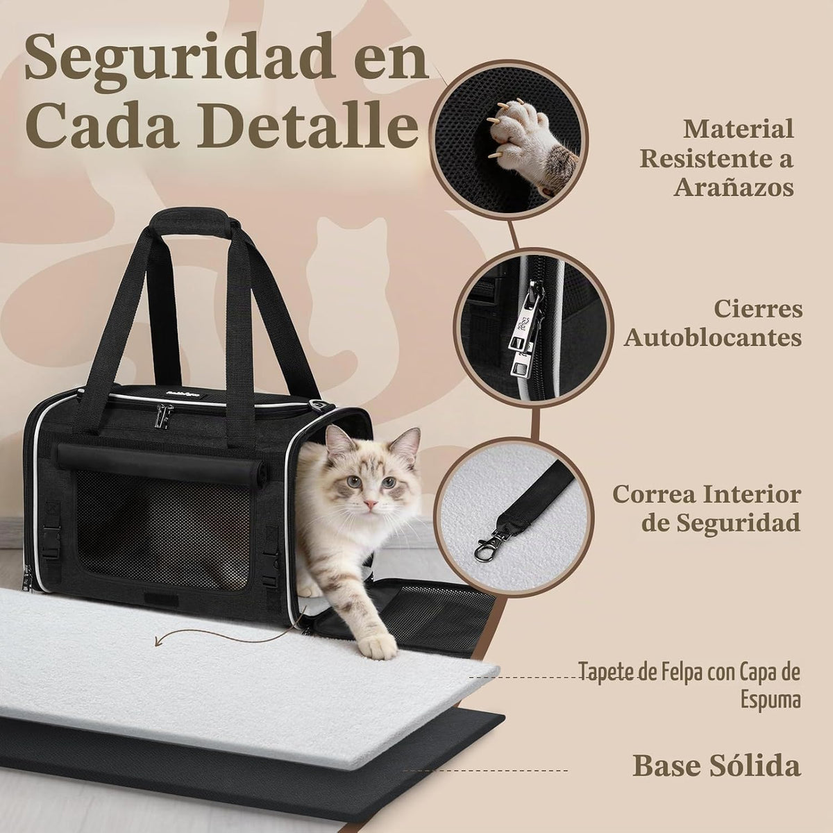 rabbitgoo Transportador de gatos suave, bolsa para mascotas con sol...