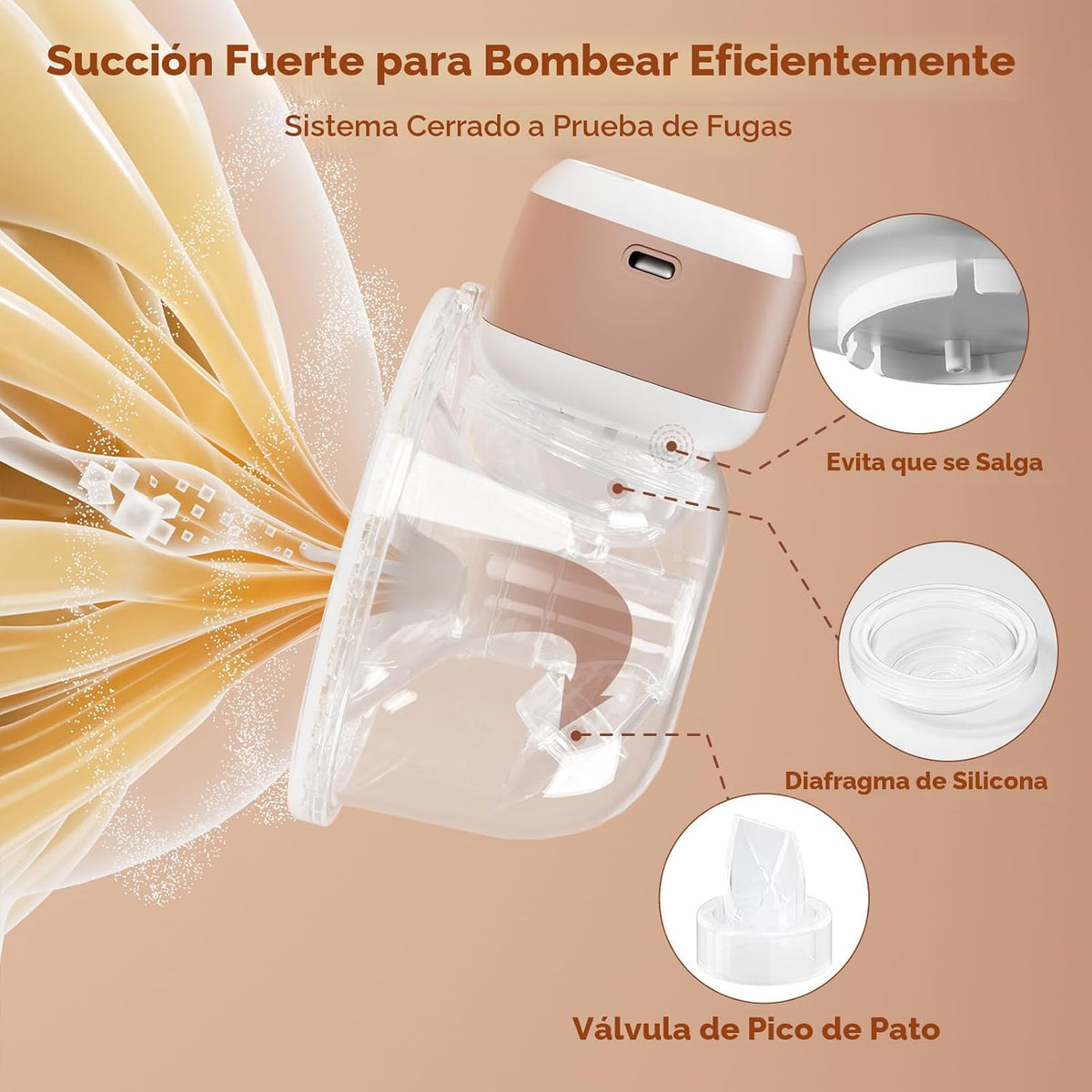 Extractor de lactancia materna portátil, manos libres de batería de...