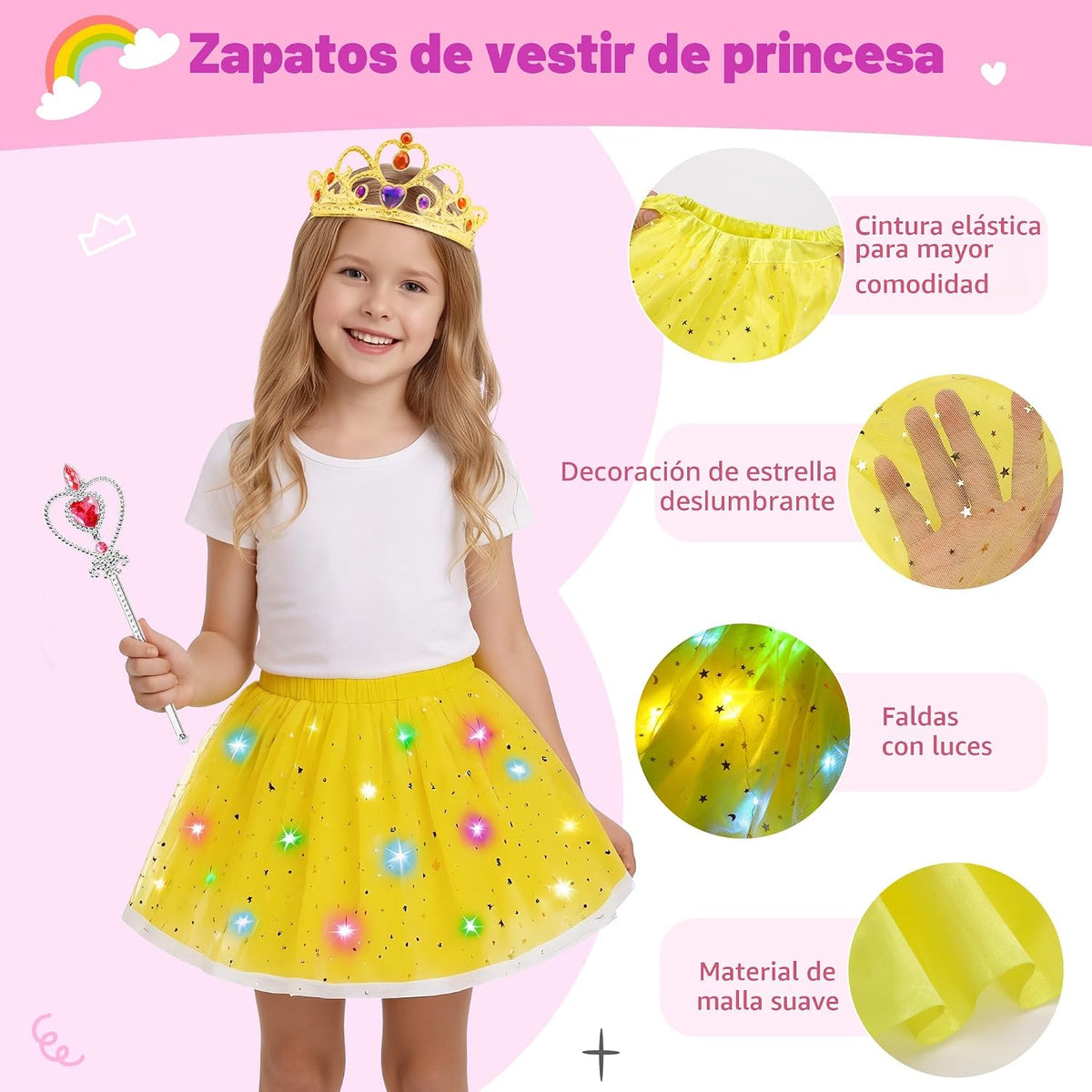 Conjunto de vestir de princesa Meland para niñas de 3 a 6 años con...