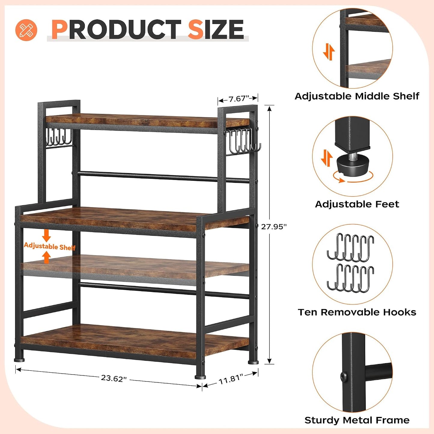 Organizador Grande de Encimera de Cocina de 23.6"W, Organizador...
