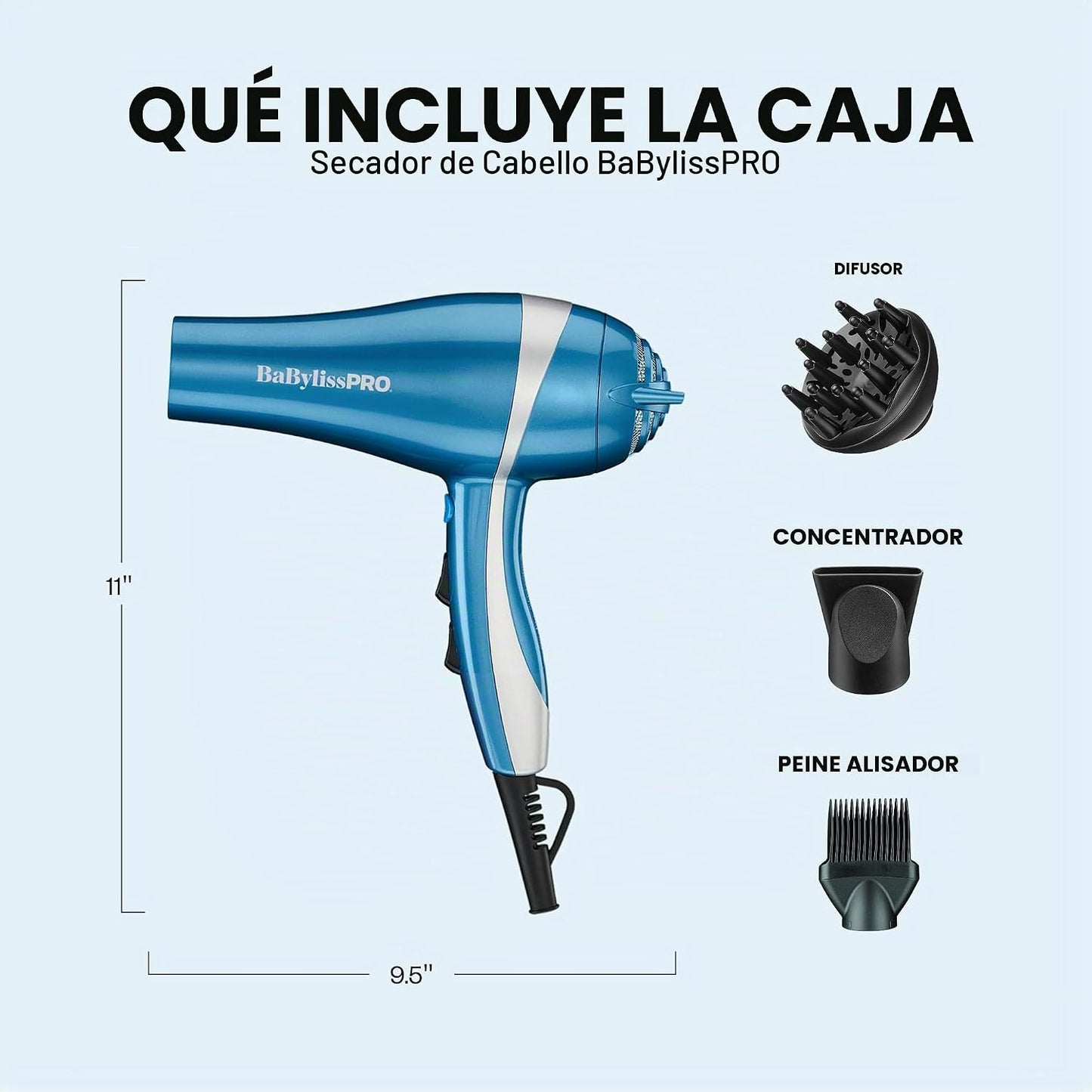 BaBylissPRO Nano Titanium secador de pelo de 2000 vatios con boquil...
