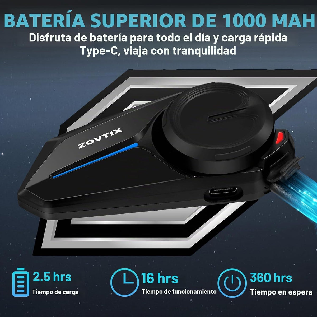 ZOVTIX Soporte para casco de motocicleta, sistema de comunicación d...