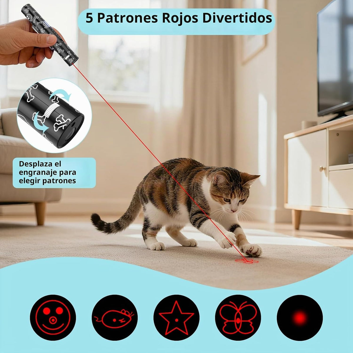 Puntero láser para gatos de interior, pantalla de visualización de...