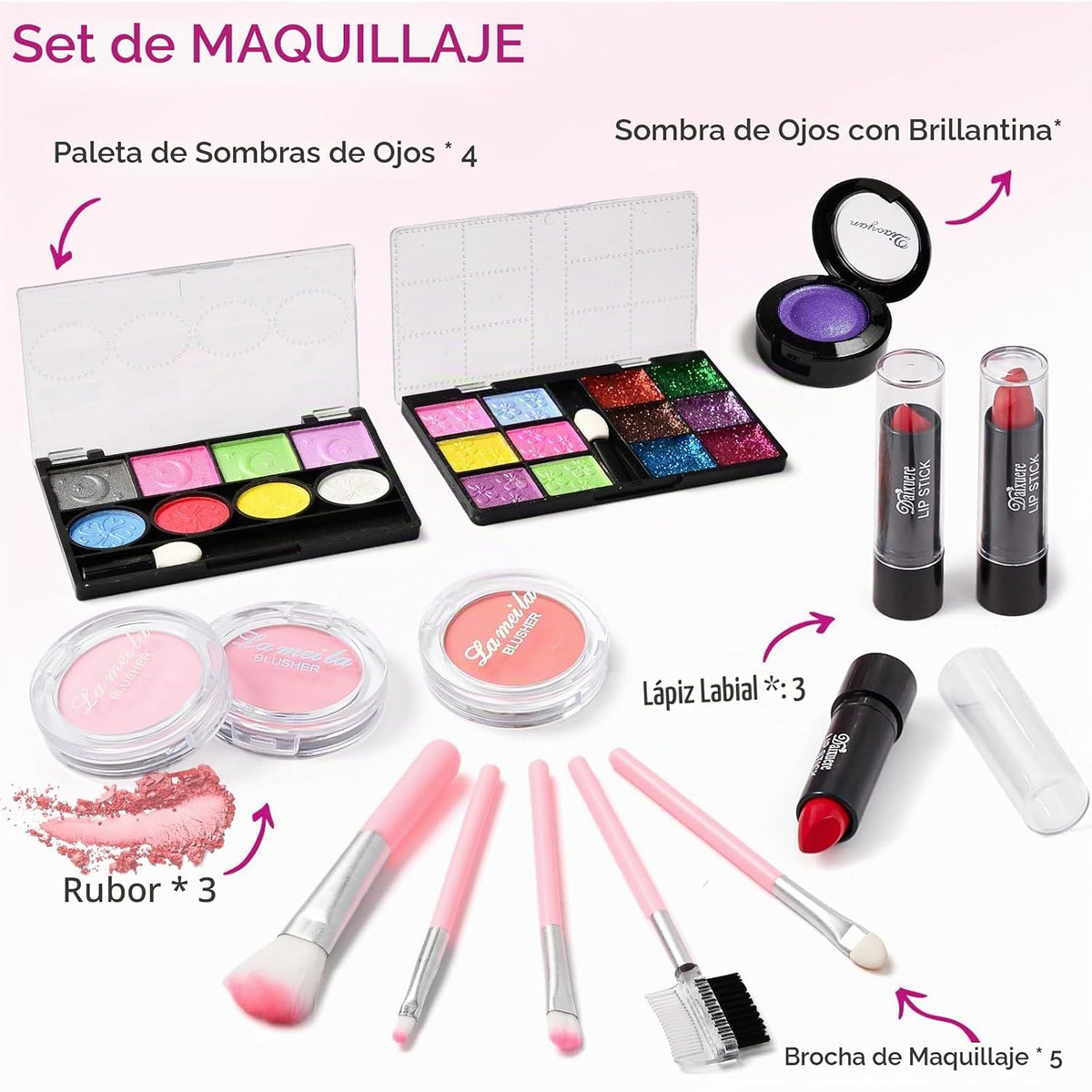 Golray - Kit de maquillaje infantil para niñas, juego de maquillaje...