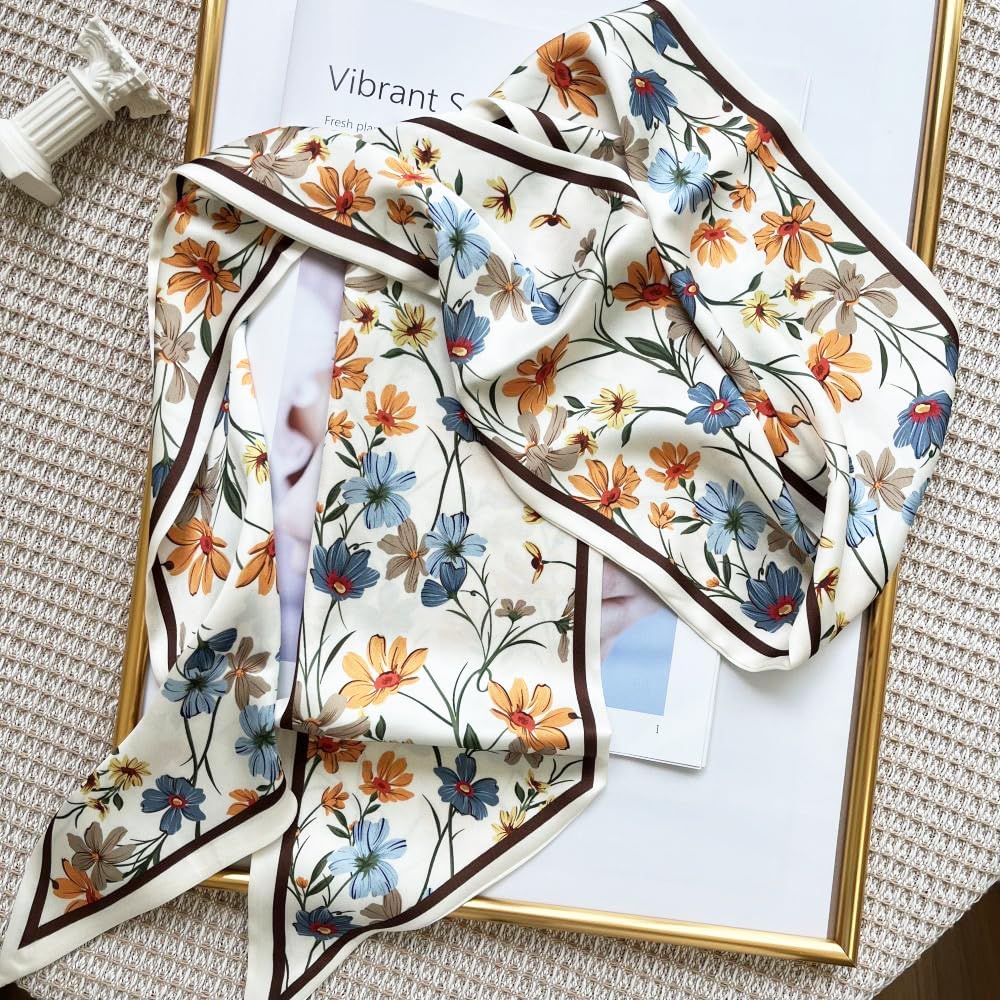 Pañuelo de seda para la cabeza, turbante de moda para mujeres, corb...