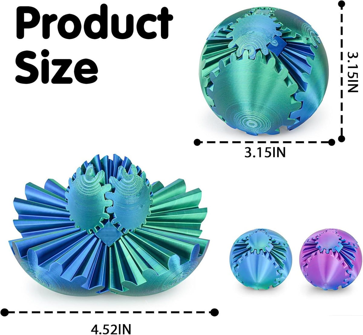 Bola de engranaje 3D impresa cubo Fidget Toy Toy Sphere Fidget Toys...
