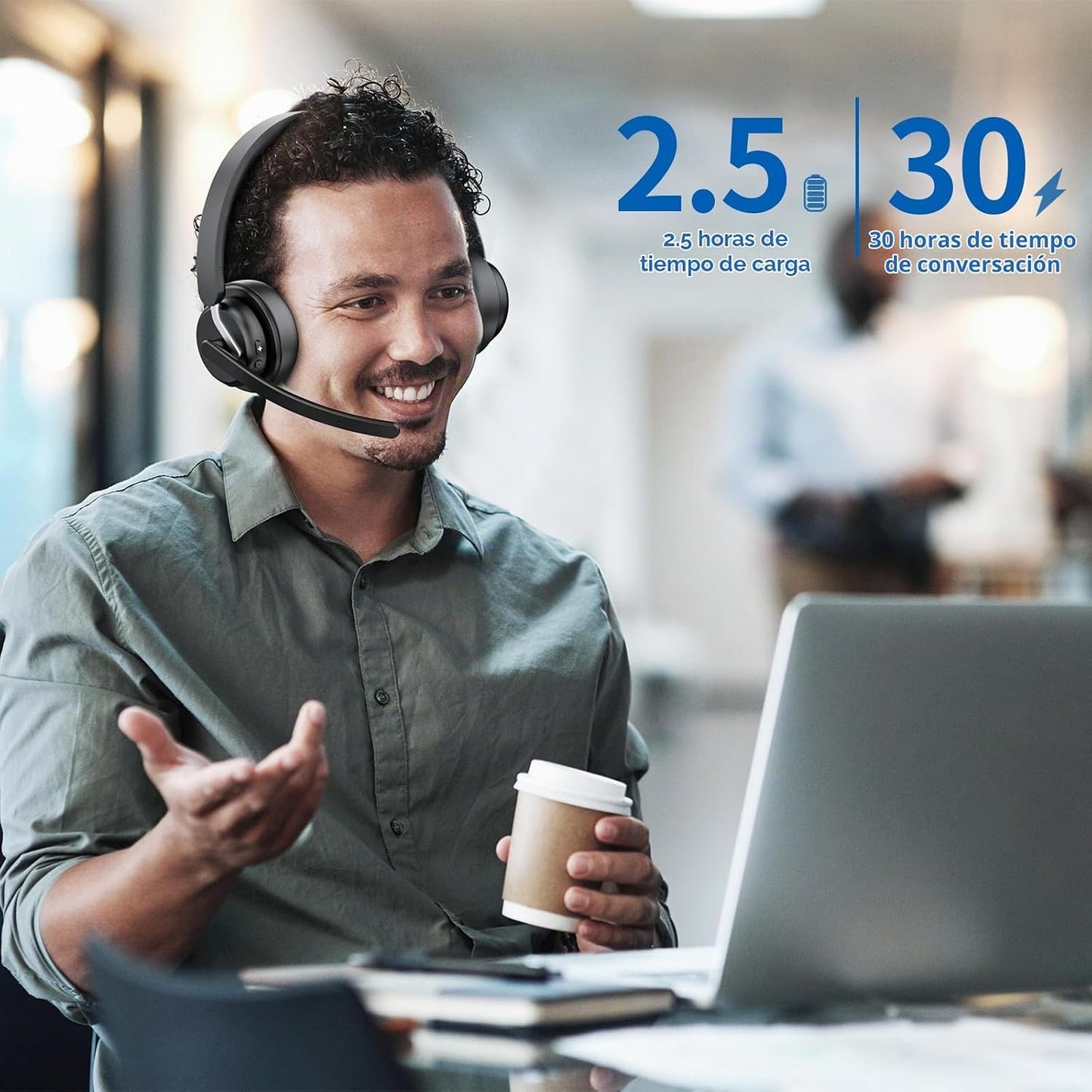 awatrue Auriculares inalámbricos con micrófono para el trabajo, aur...