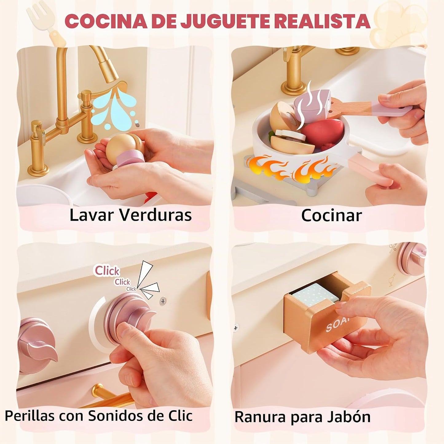 ROBOTIME Cocina de juego para niños, cocina moderna de juguete de m...