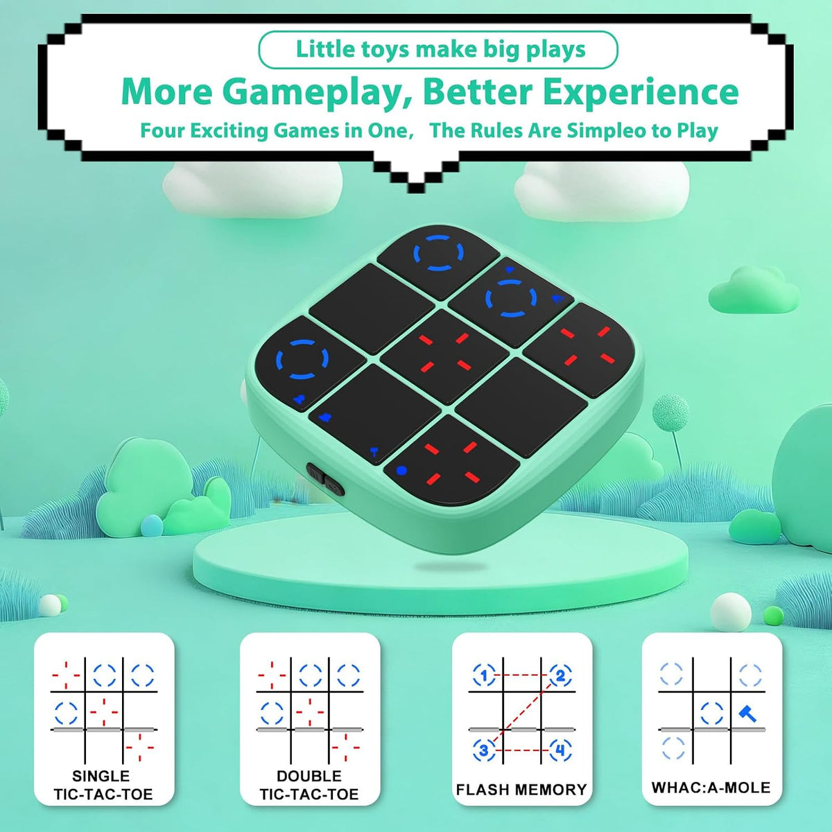 KOQQQ Juego de pernos recargables de Tic-Tac-Toe, consola de rompec...