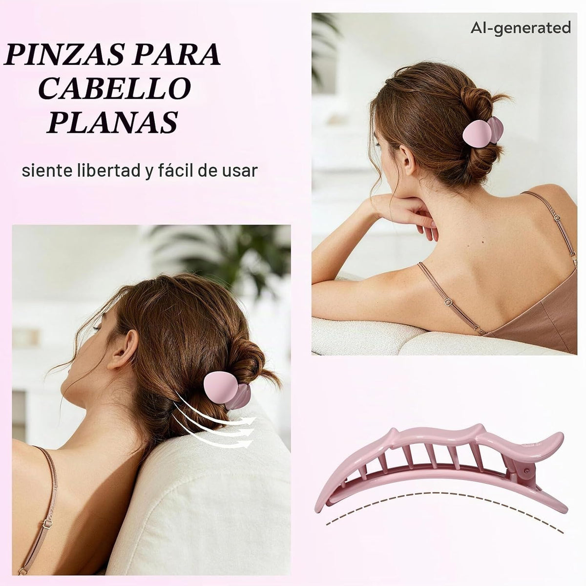 Amlaidu Pinzas de pelo planas medianas para mujer, pinzas francesas...