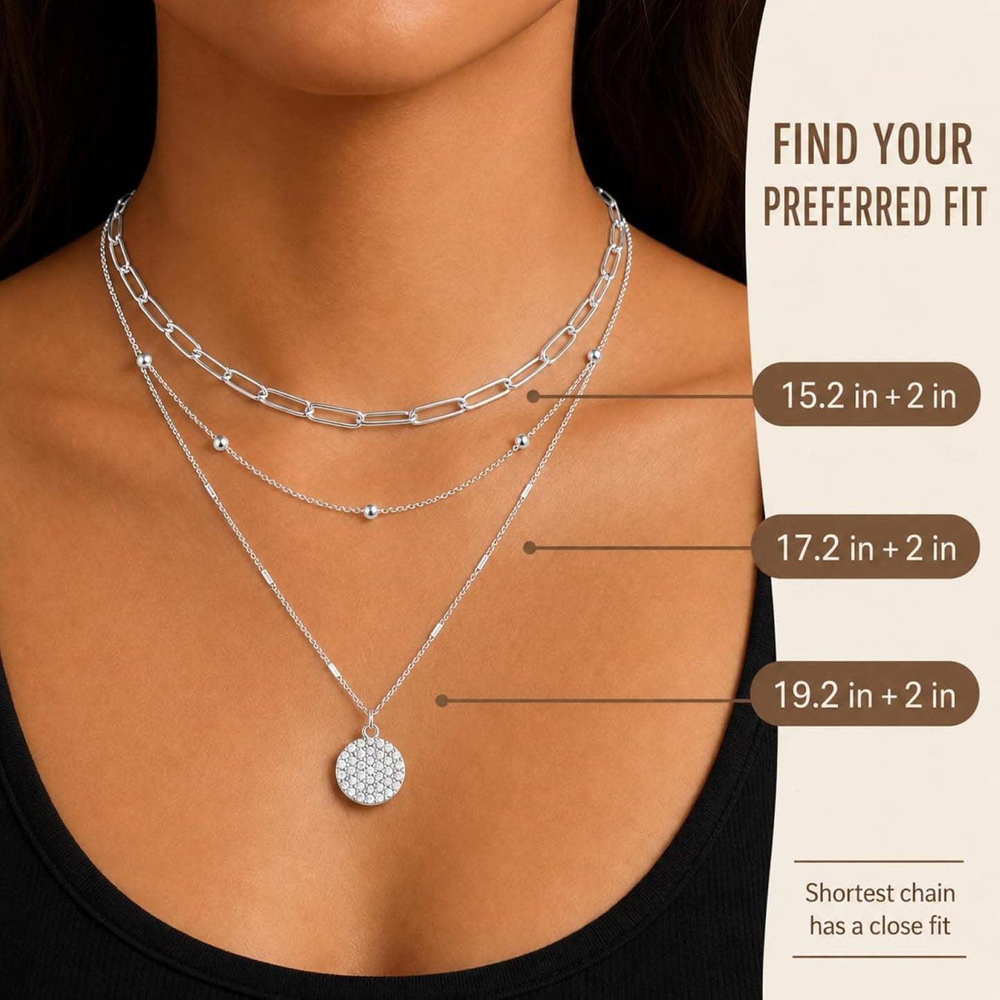 VYTOSA Collares en capas para mujer, juego de collar de oro platead...