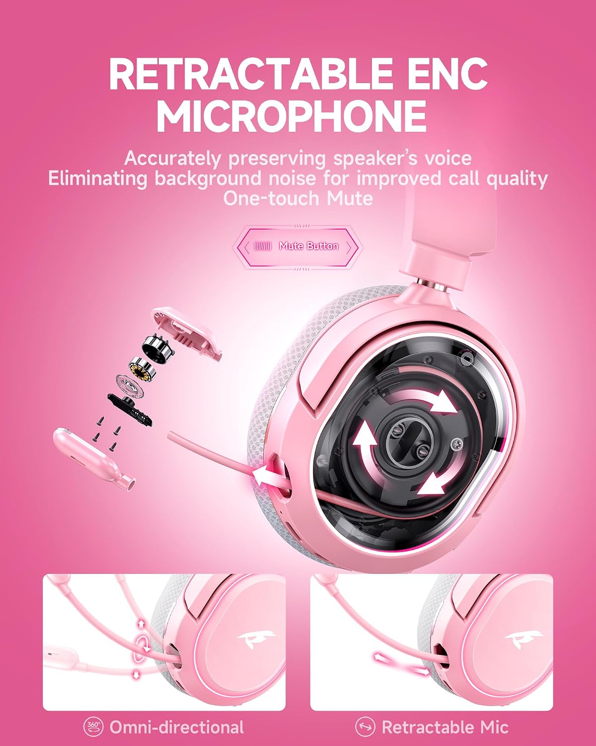 Auriculares inalámbricos para juegos, sonido envolvente 7.1, auricu...