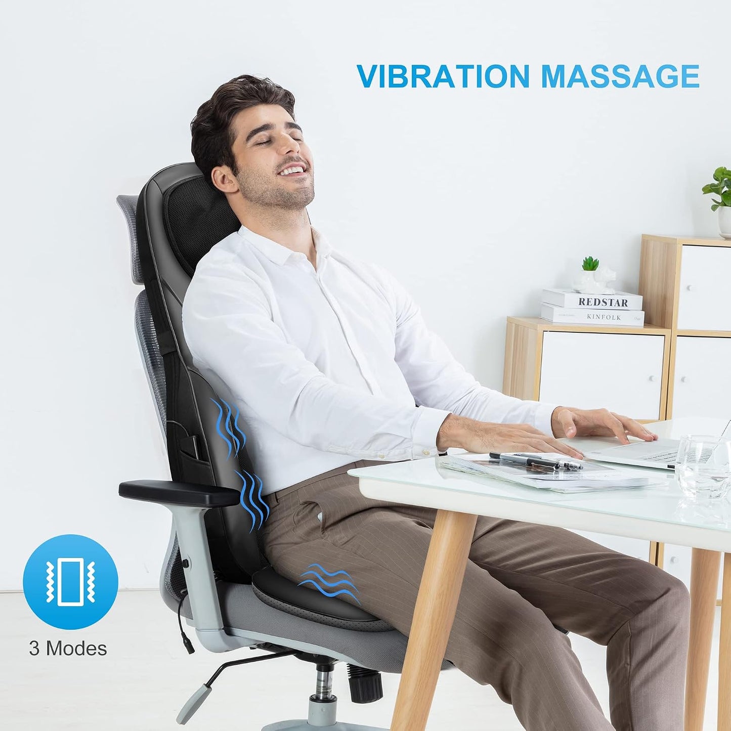COMFIER Masajeador Shiatsu de espalda con calor, almohadilla de mas...