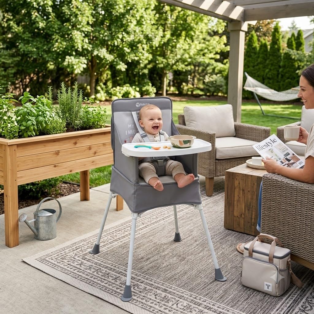 Trimigo Silla alta para bebés y niños pequeños, silla de alimentaci...