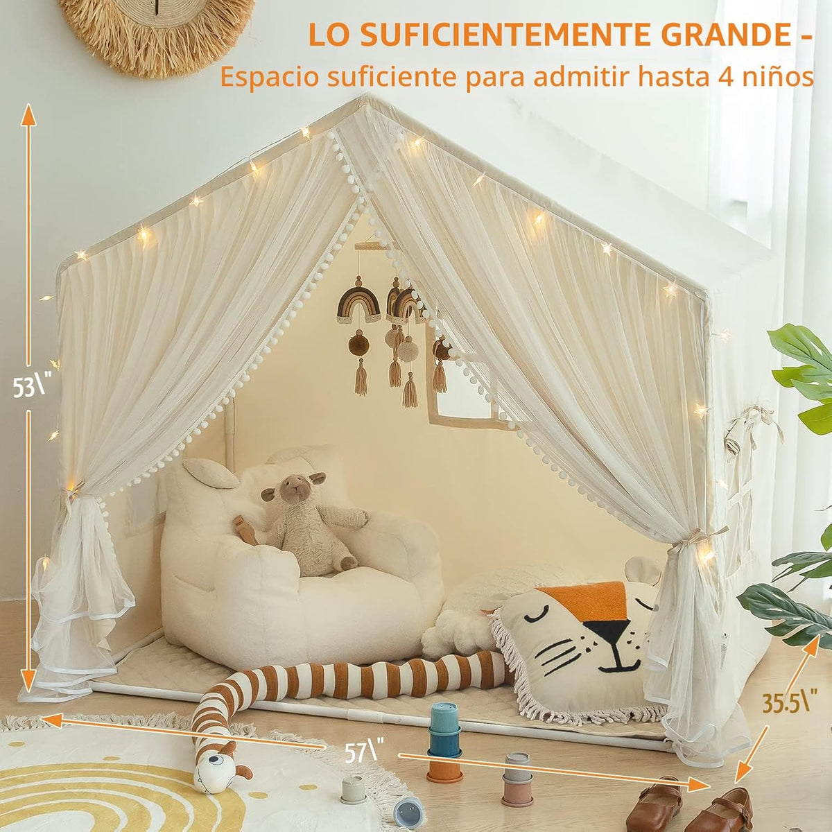 Tienda de campaña para niños con alfombrilla acolchada, castillo de...