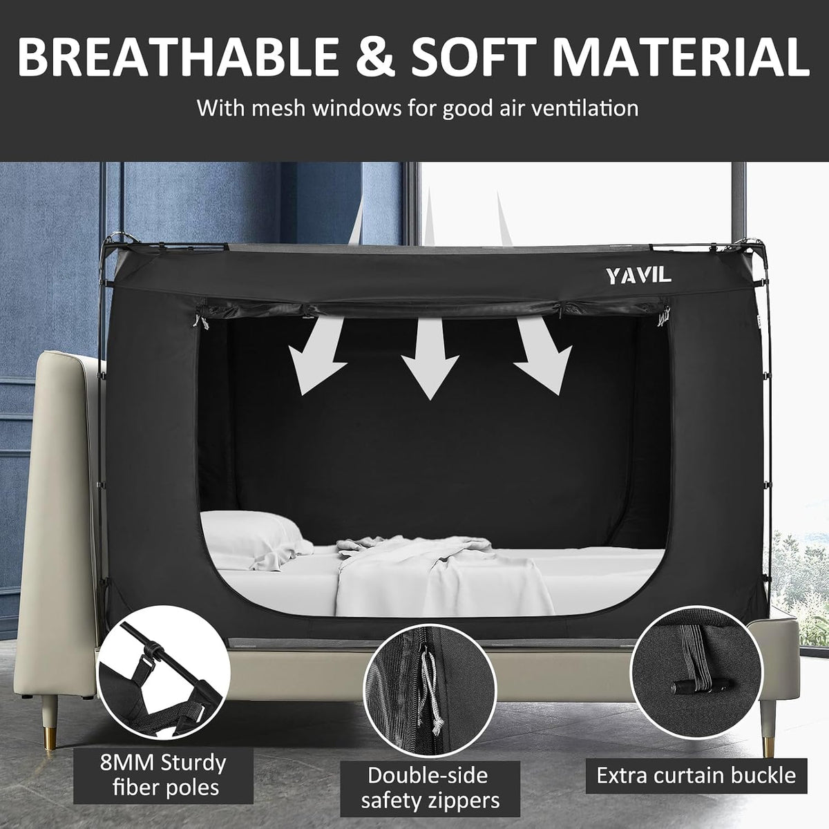 YAVIL Tienda de Campaña para Cama Tamaño King, Tiendas Portátiles p...